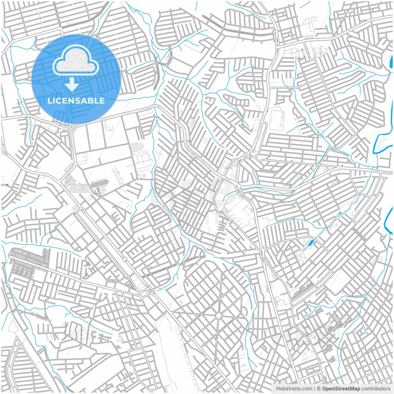 Sorocaba, Brazil, city map with high resolution roads.