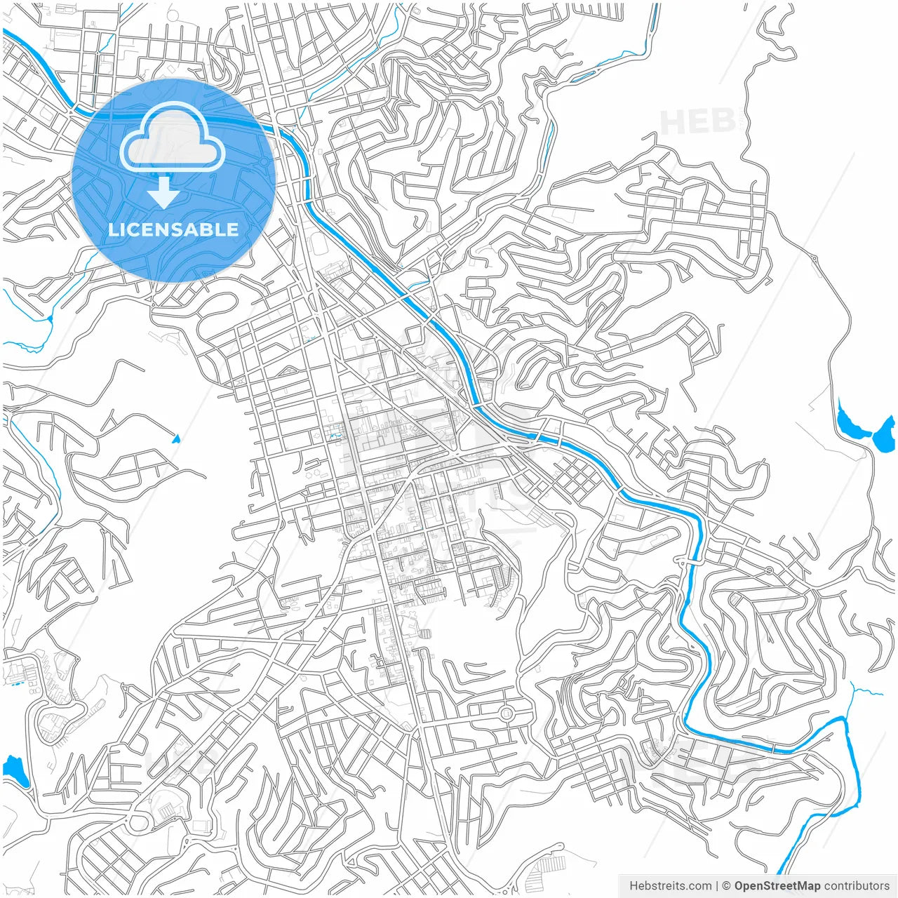 Juiz de Fora, Brazil, city map with high resolution roads.