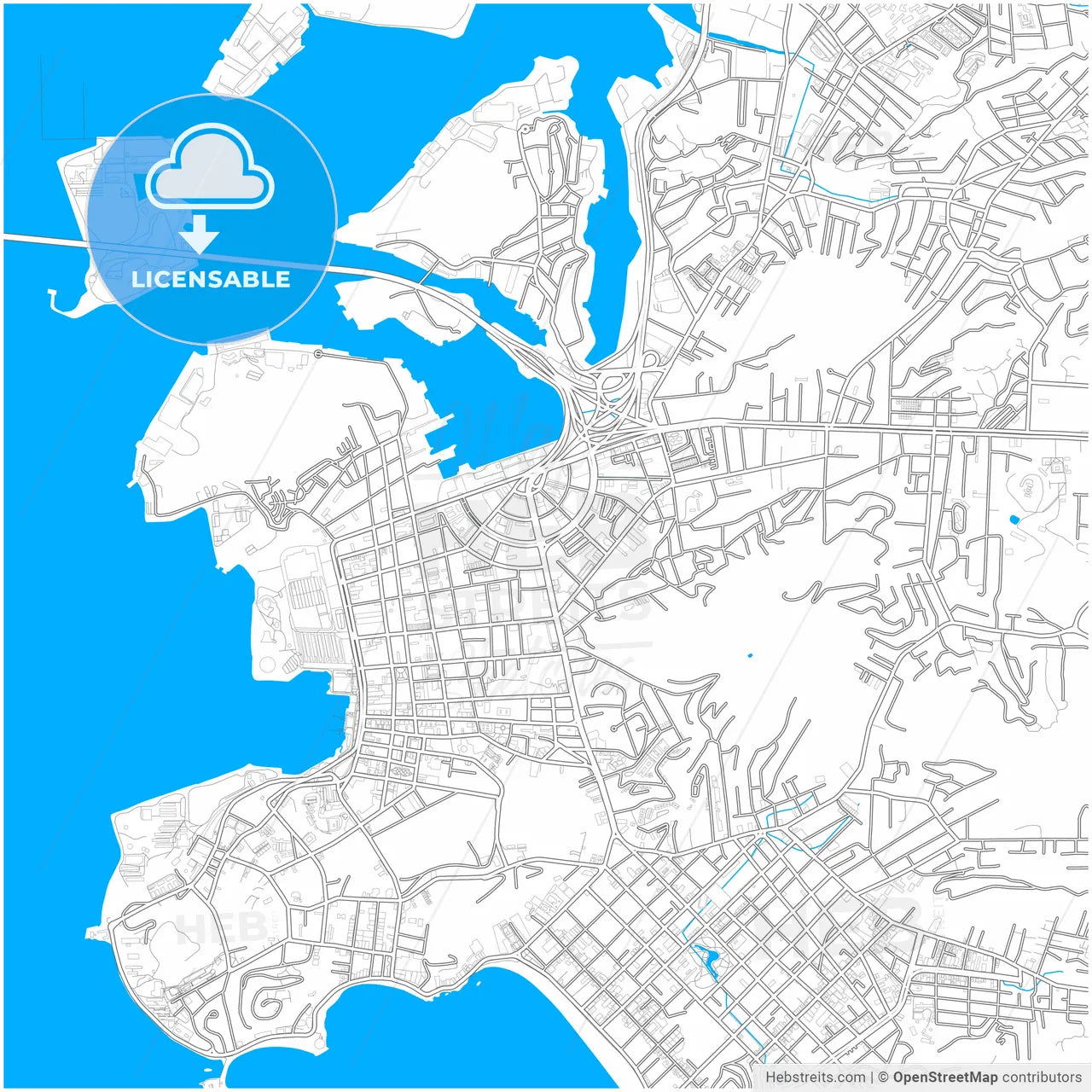 Niteroi, Brazil, city map with high resolution roads.