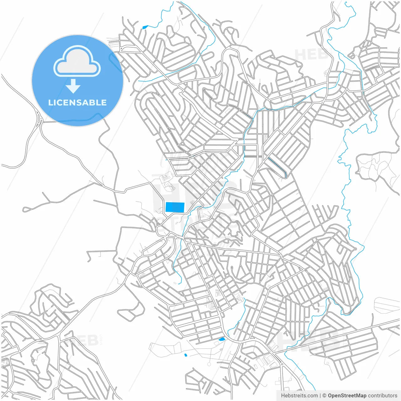 Ribeirao das Neves, Brazil, city map with high resolution roads.