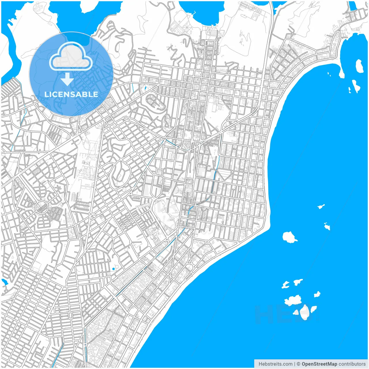 Vila Velha, Brazil, city map with high resolution roads.