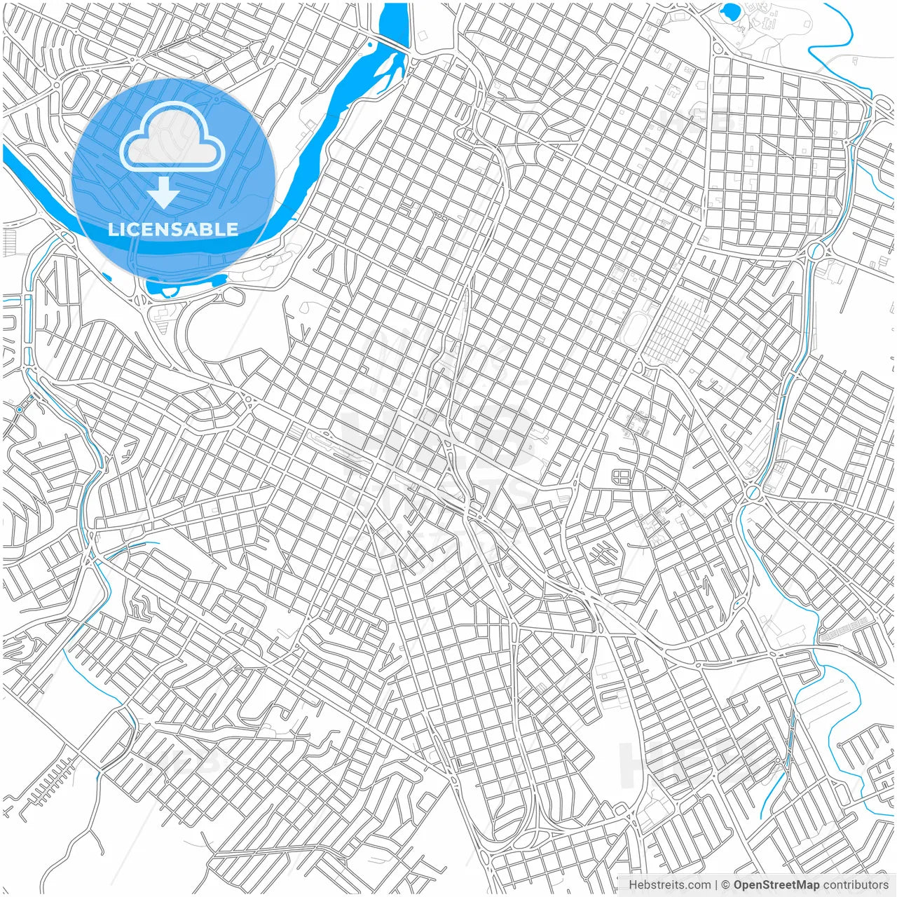 Piracicaba, Brazil, city map with high resolution roads.