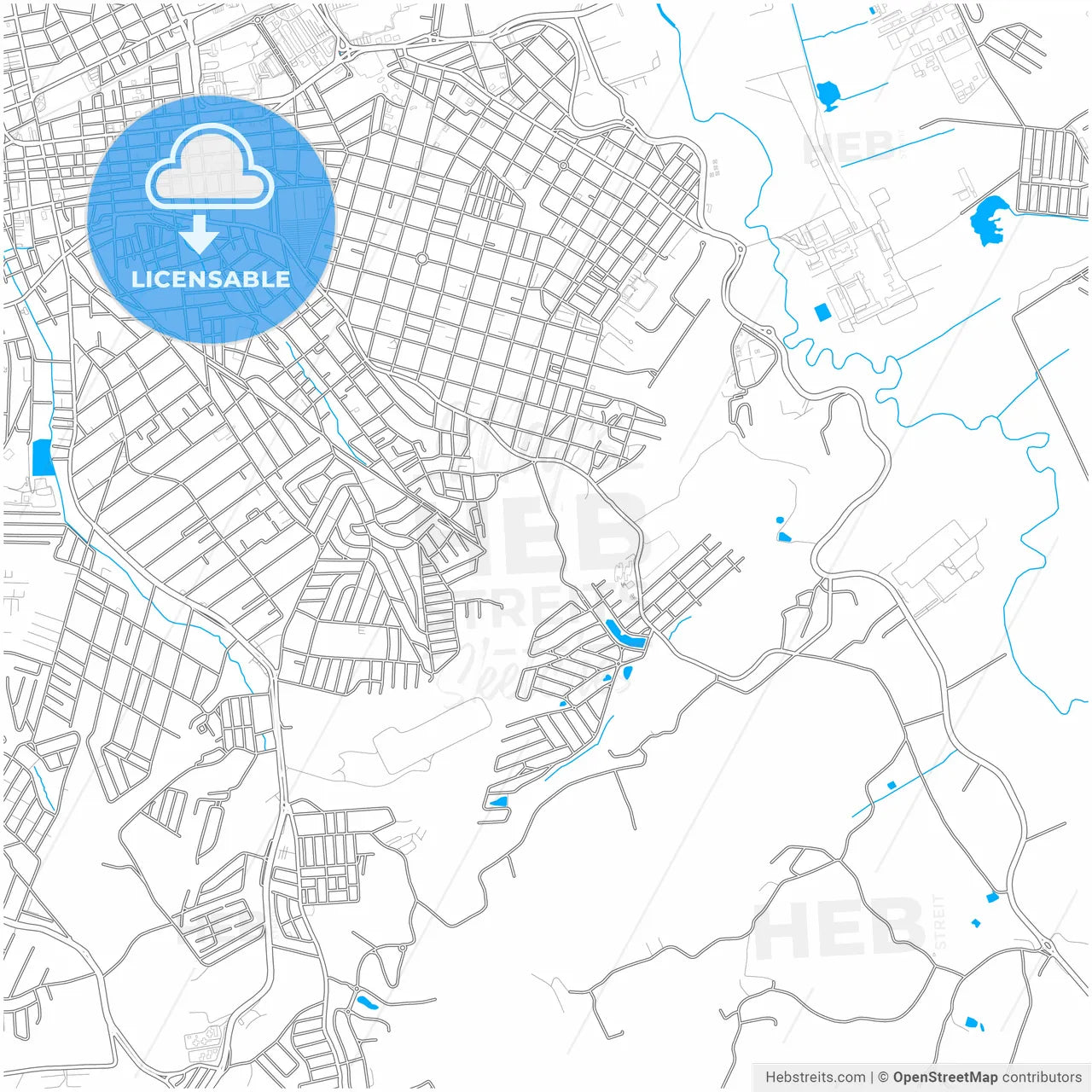 Mogi das Cruzes, Brazil, city map with high resolution roads.