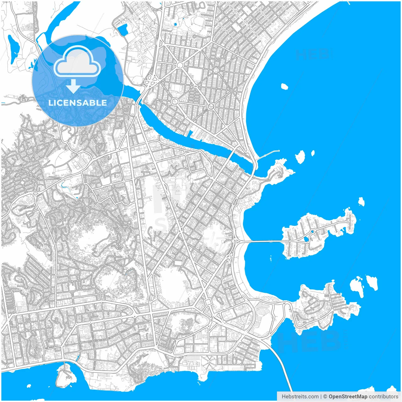 Vitoria, Brazil, city map with high resolution roads.