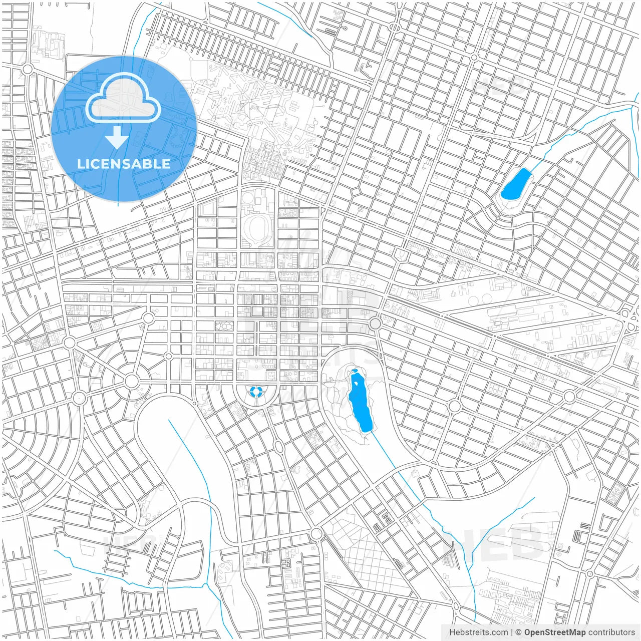 Maringa, Brazil, city map with high resolution roads.