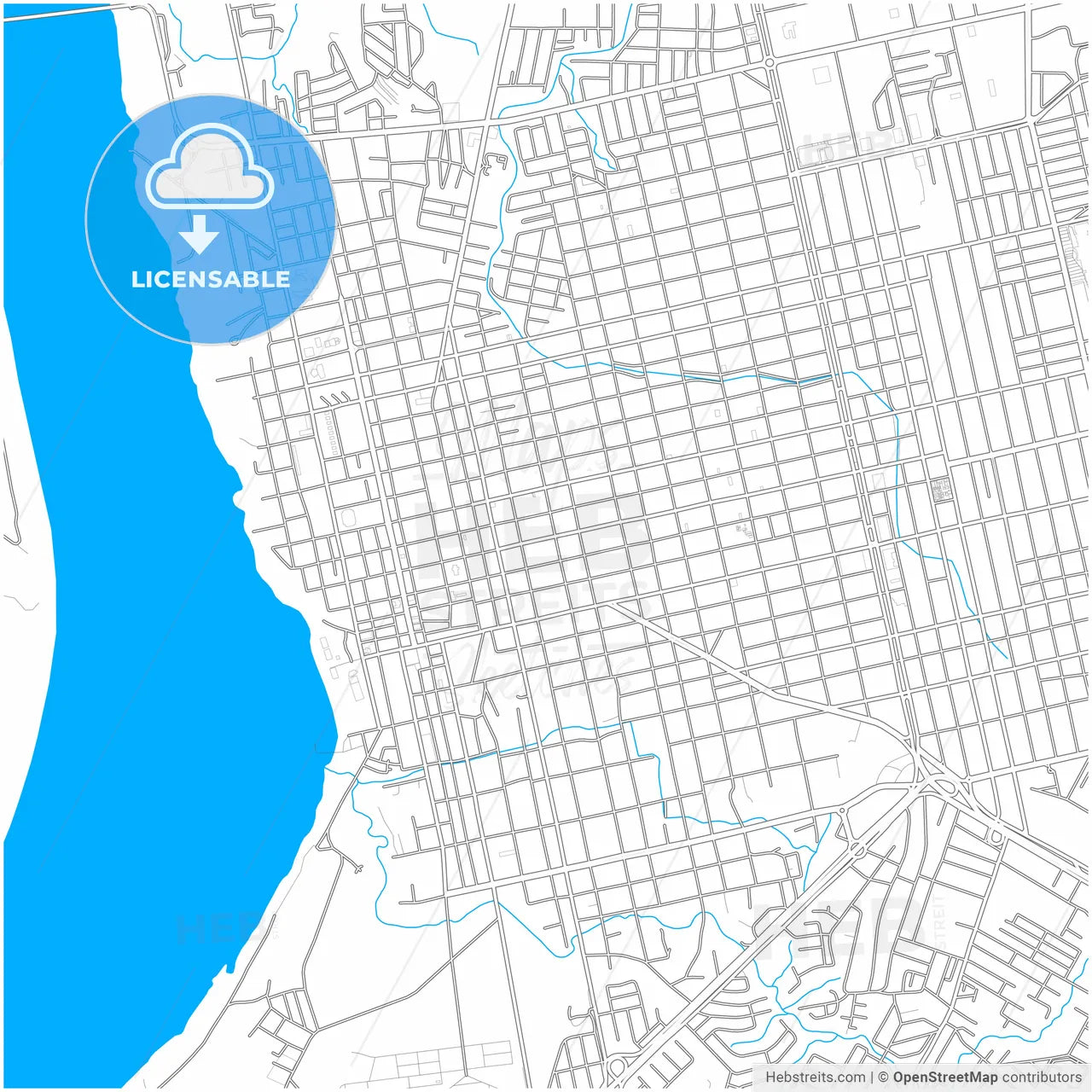 Porto Velho, Brazil, city map with high resolution roads.