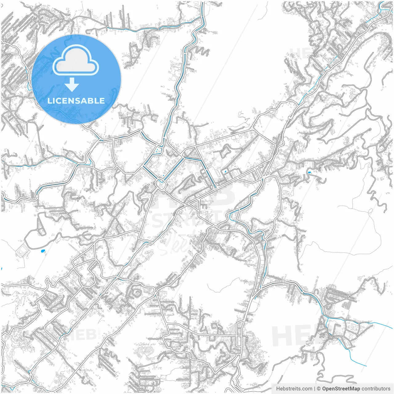Petropolis, Brazil, city map with high resolution roads.