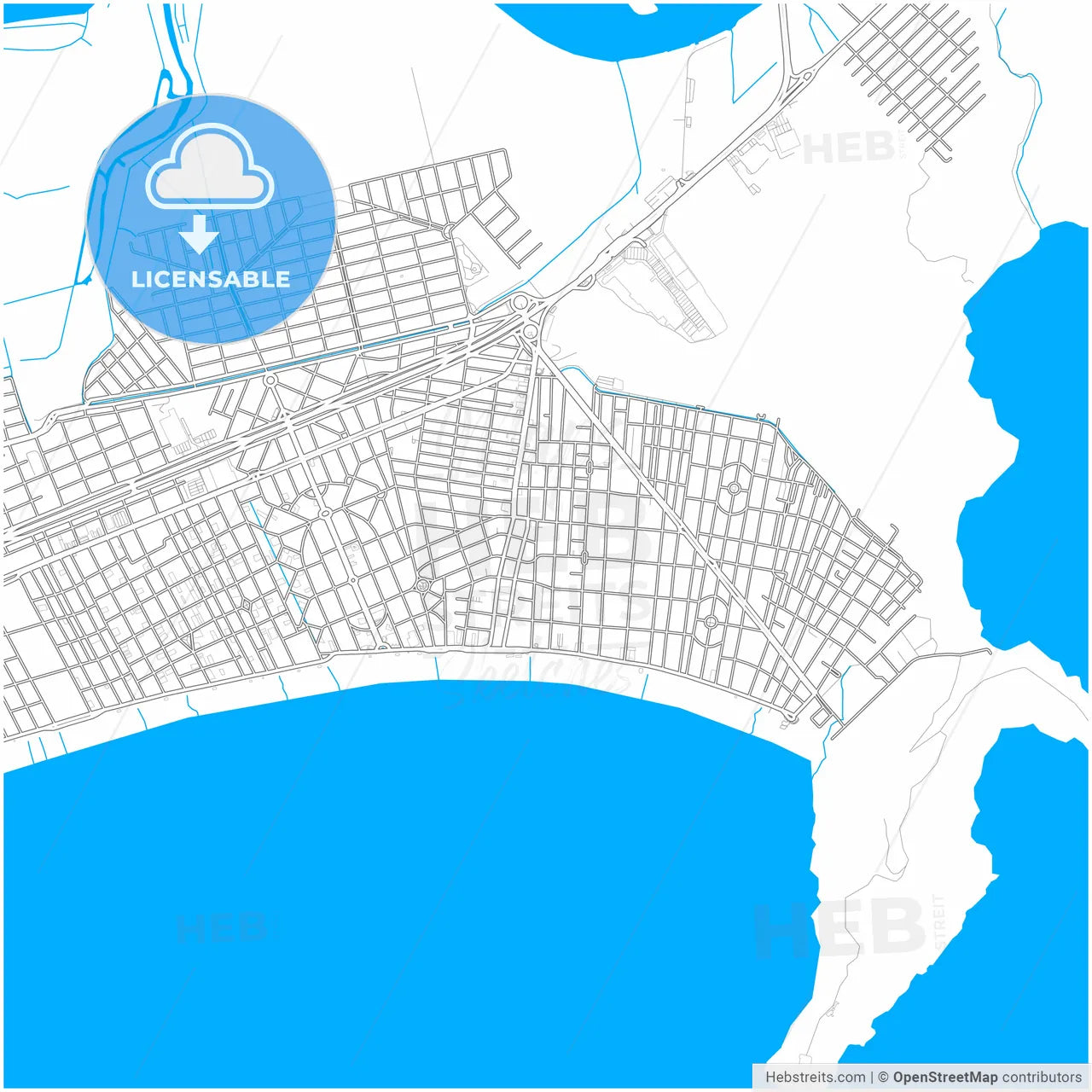 Praia Grande, Brazil, city map with high resolution roads.