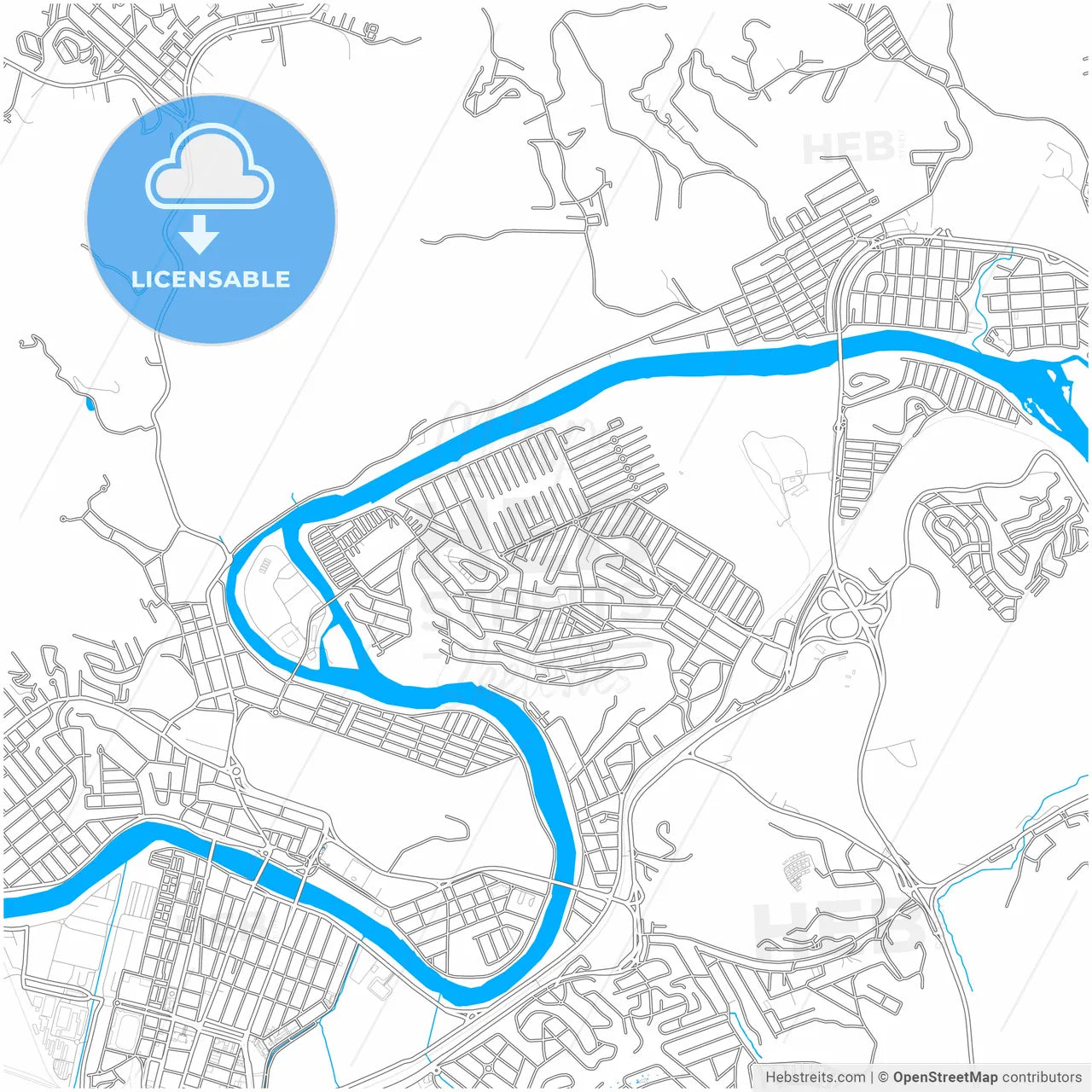 Volta Redonda, Brazil, city map with high resolution roads.