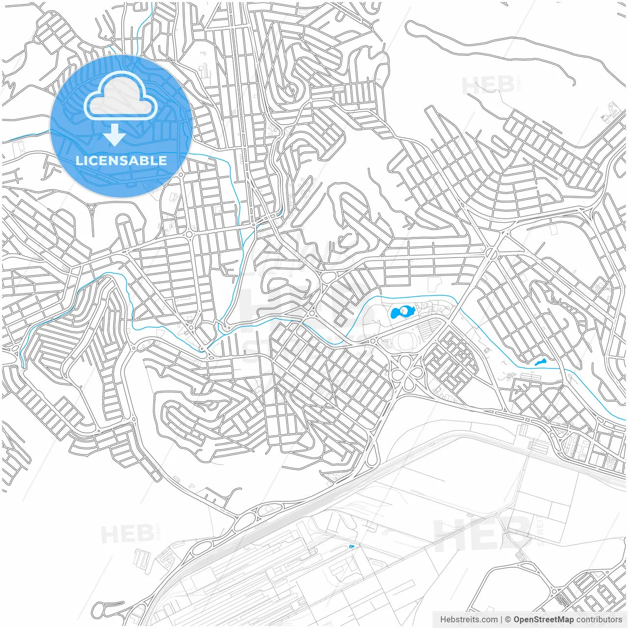 Ipatinga, Brazil, city map with high resolution roads.