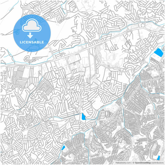 Taboao da Serra, Brazil, city map with high resolution roads.