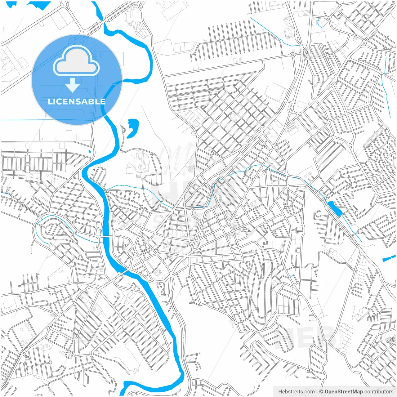Jacarei, Brazil, city map with high resolution roads.