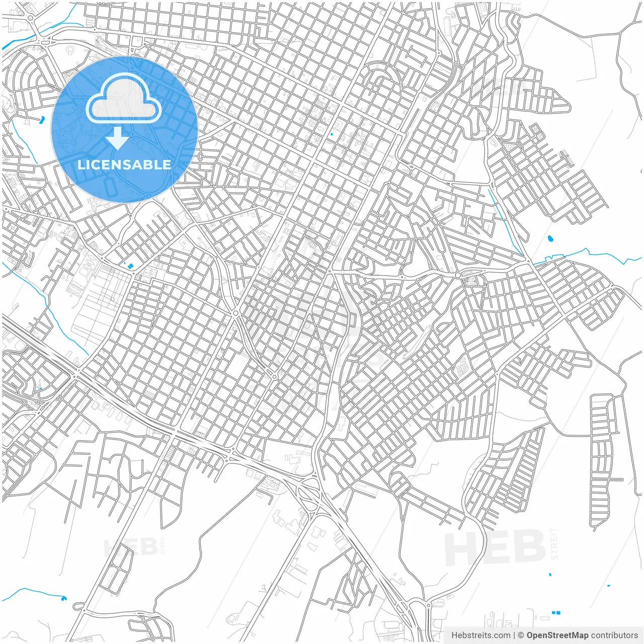 Presidente Prudente, Brazil, city map with high resolution roads.