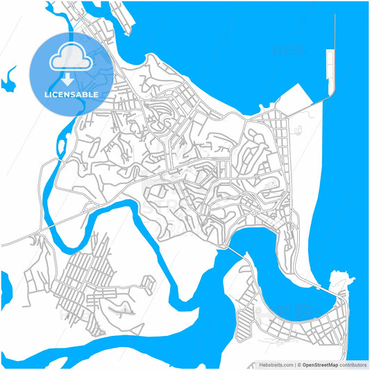 Ilheus, Brazil, city map with high resolution roads.