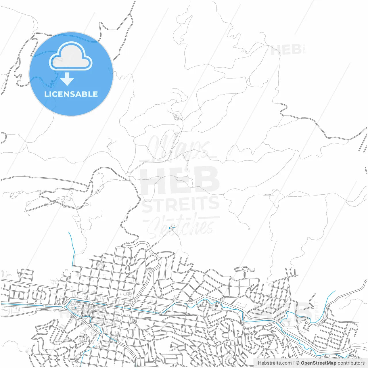 Pocos de Caldas, Brazil, city map with high resolution roads.
