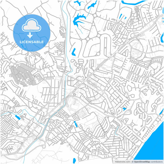 Lauro de Freitas, Brazil, city map with high resolution roads.