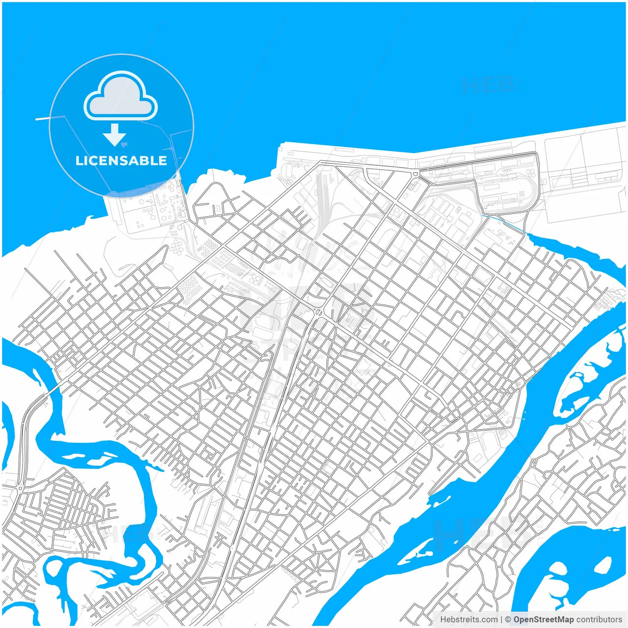 Paranagua, Brazil, city map with high resolution roads.