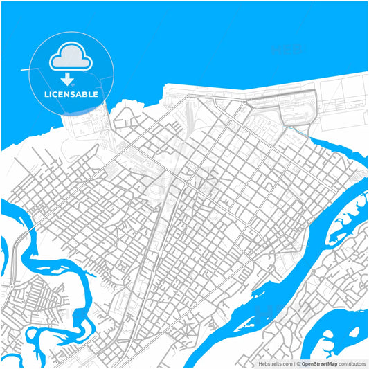 Paranagua, Brazil, city map with high resolution roads.