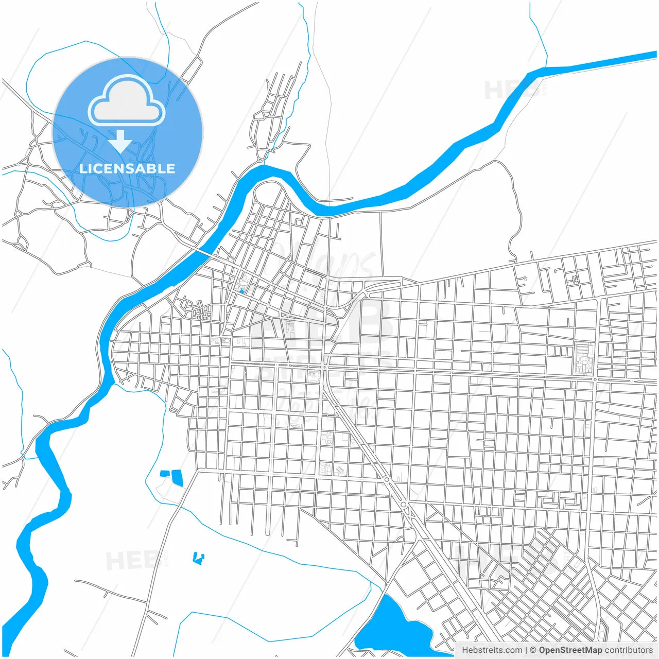 Parnaiba, Brazil, city map with high resolution roads.