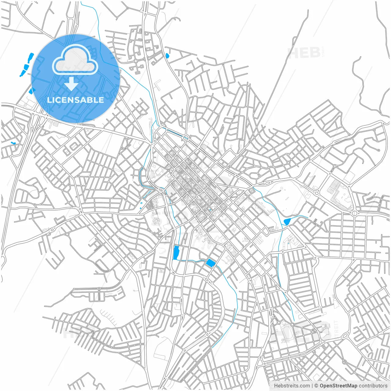 Itu, Brazil, city map with high resolution roads.