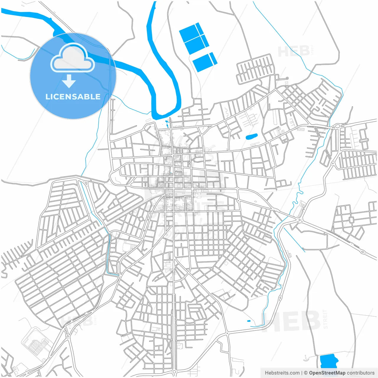 Pindamonhangaba, Brazil, city map with high resolution roads.