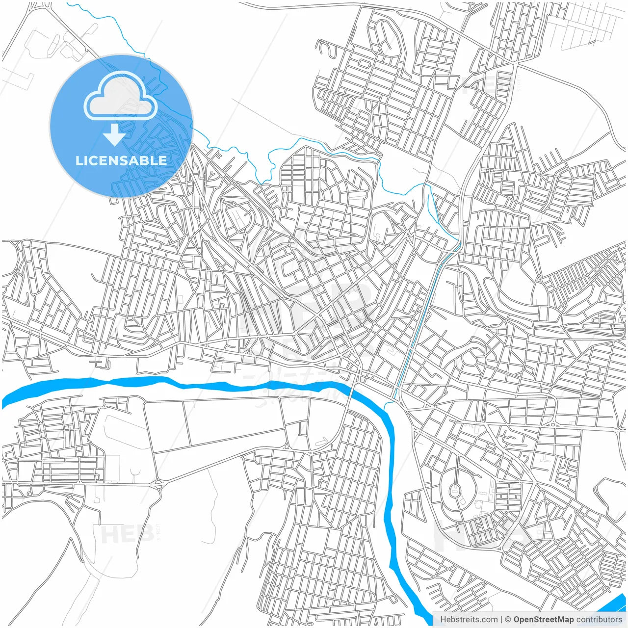 Jequie, Brazil, city map with high resolution roads.
