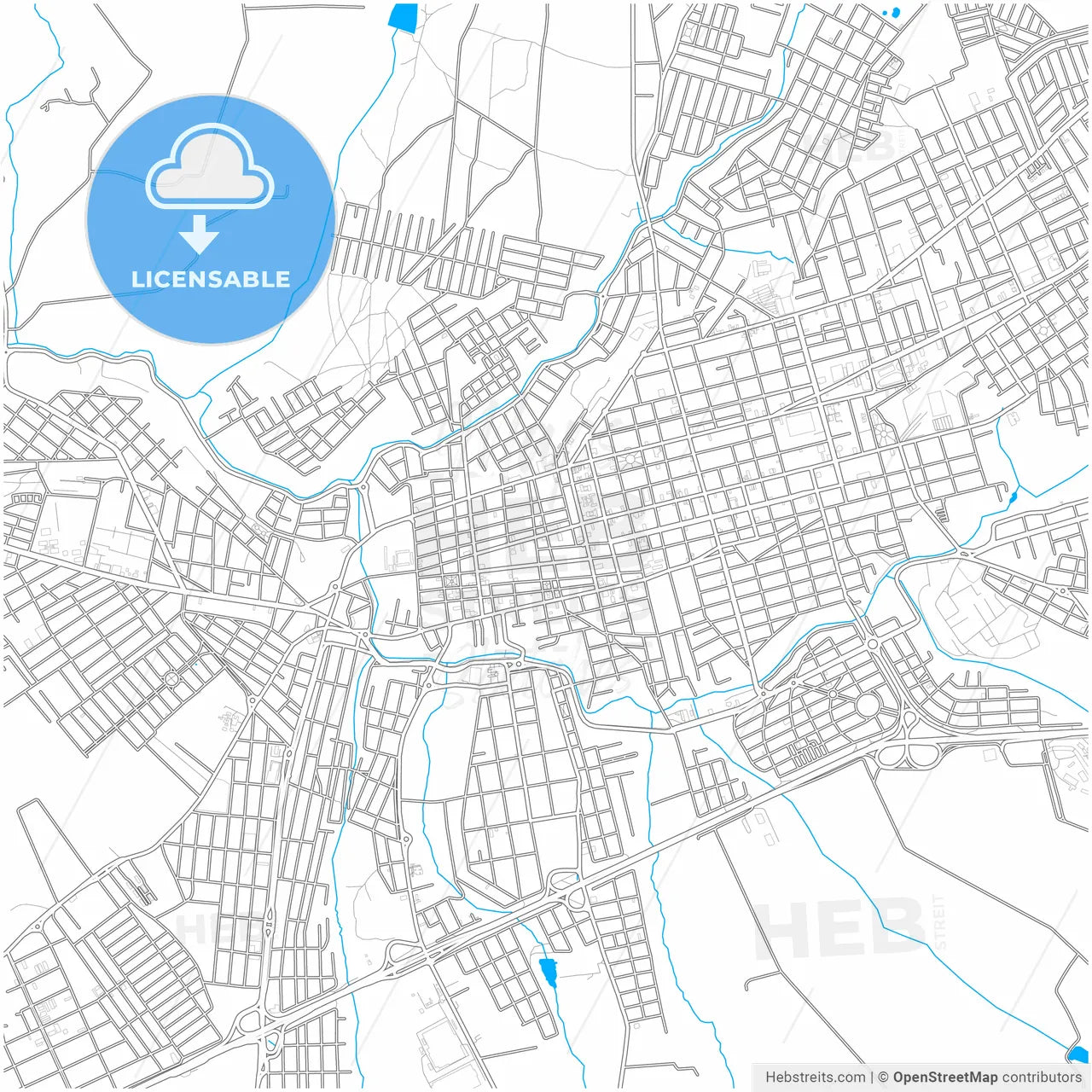 Itapetininga, Brazil, city map with high resolution roads.