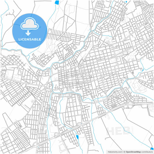 Itapetininga, Brazil, city map with high resolution roads.
