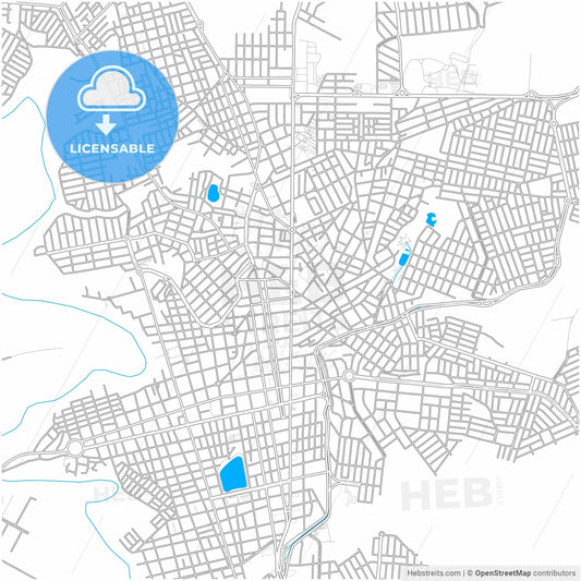 Patos de Minas, Brazil, city map with high resolution roads.