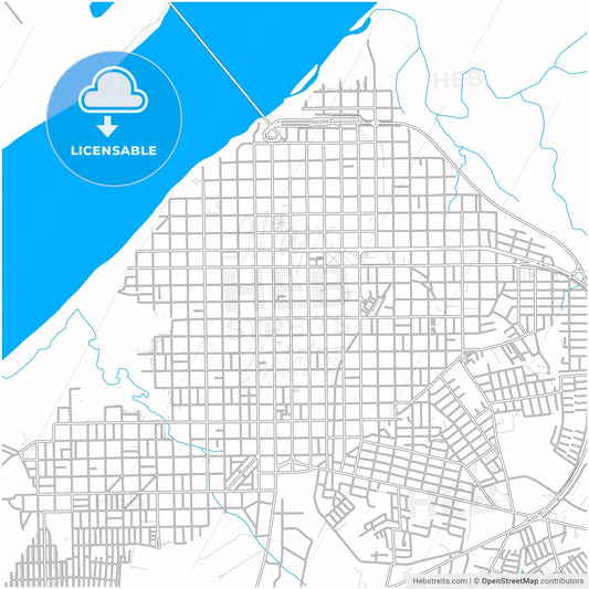 Uruguaiana, Brazil, city map with high resolution roads.