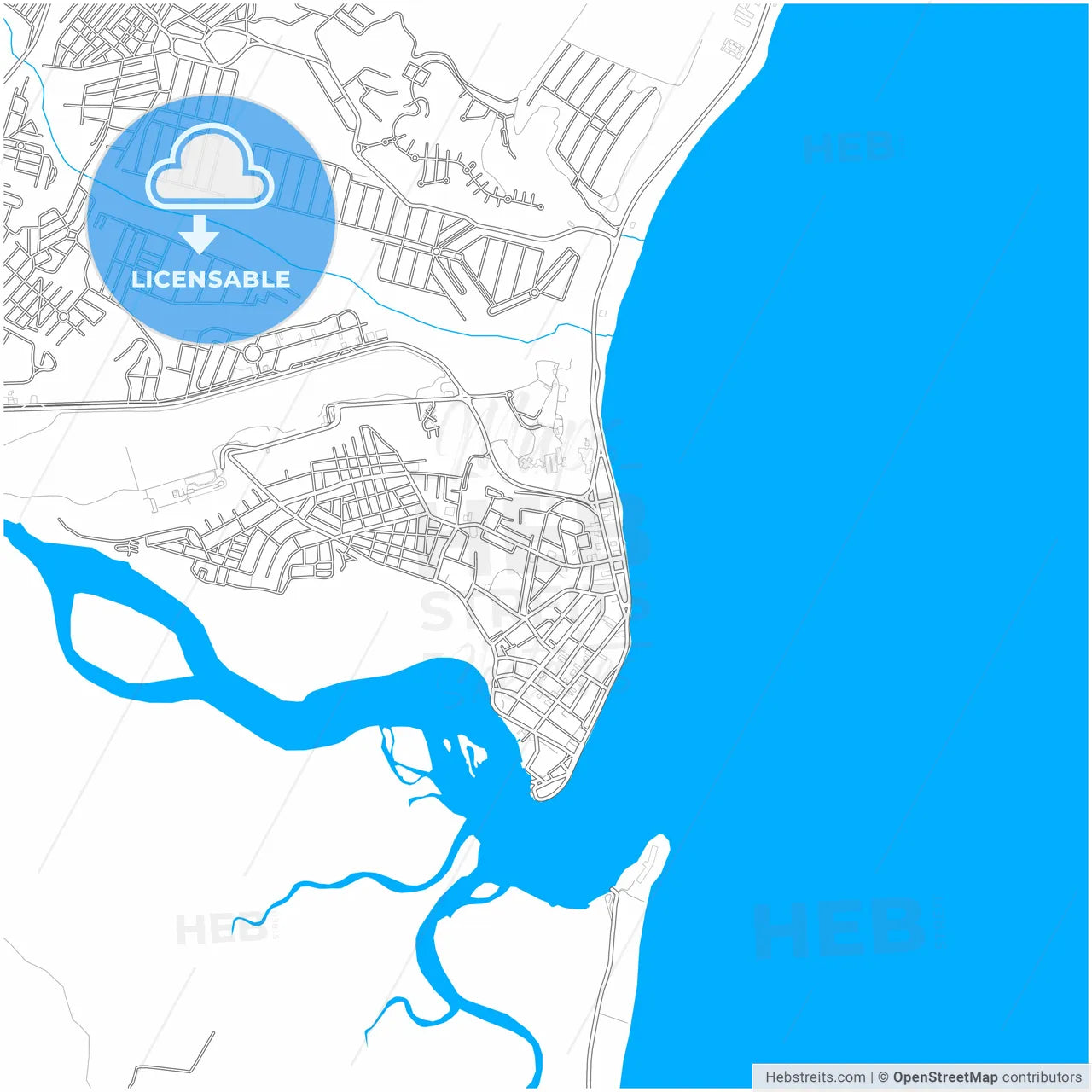 Porto Seguro, Brazil, city map with high resolution roads.