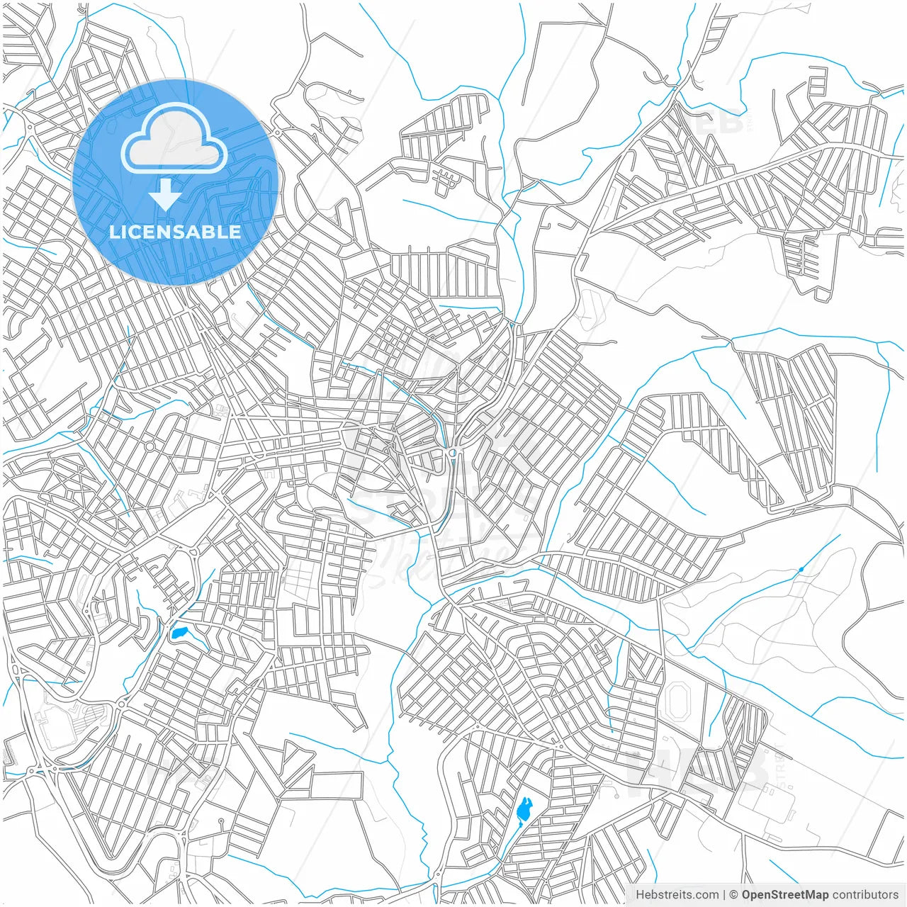 Varginha, Brazil, city map with high resolution roads.