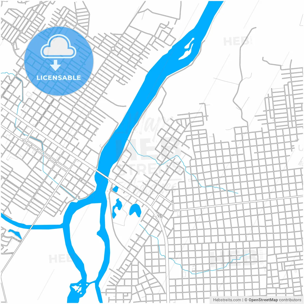 Ji Parana, Brazil, city map with high resolution roads.