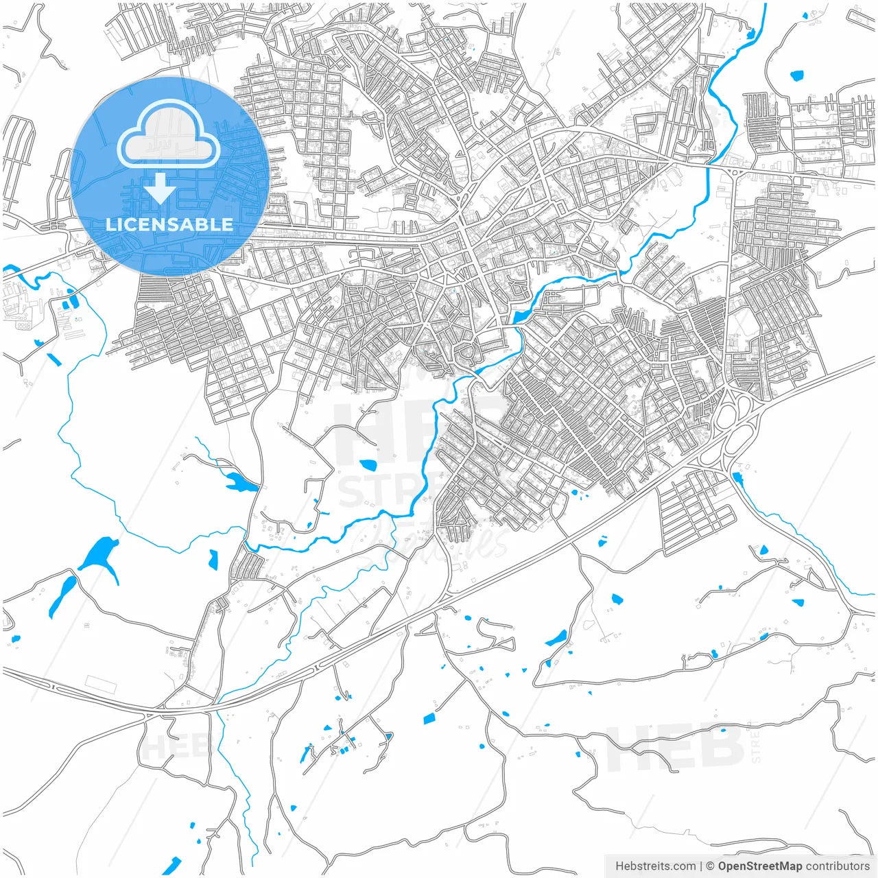 Vitoria de Santo Antao, Brazil, city map with high resolution roads.