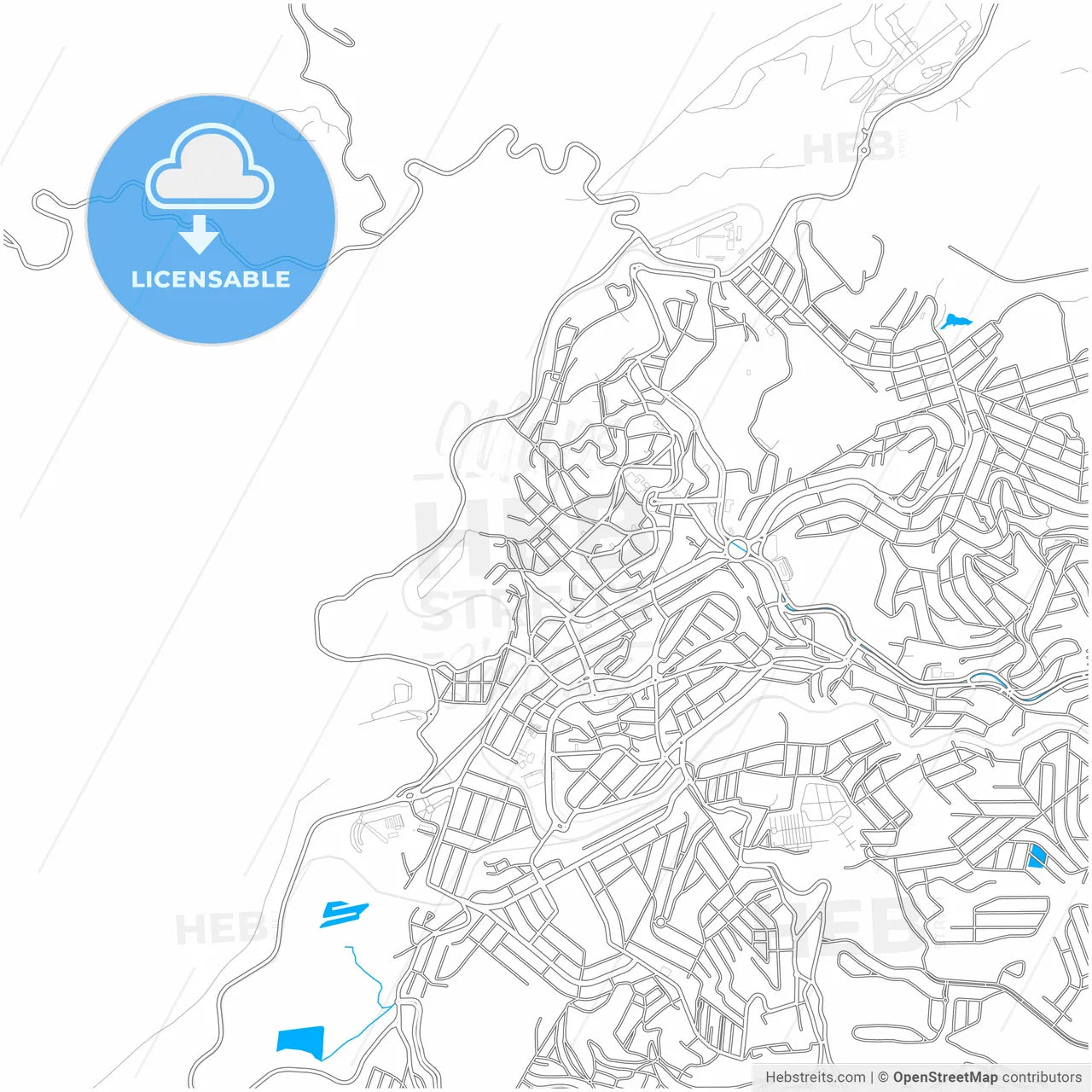 Itabira, Brazil, city map with high resolution roads.