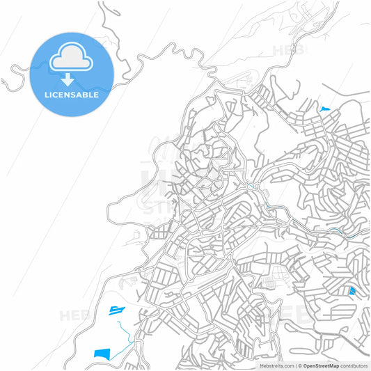 Itabira, Brazil, city map with high resolution roads.