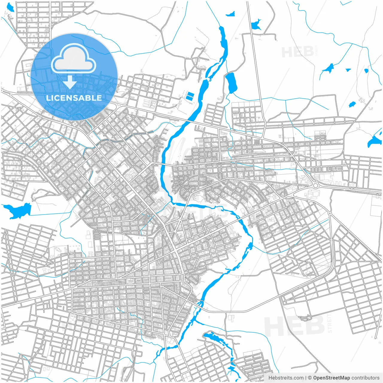 Patos, Brazil, city map with high resolution roads.