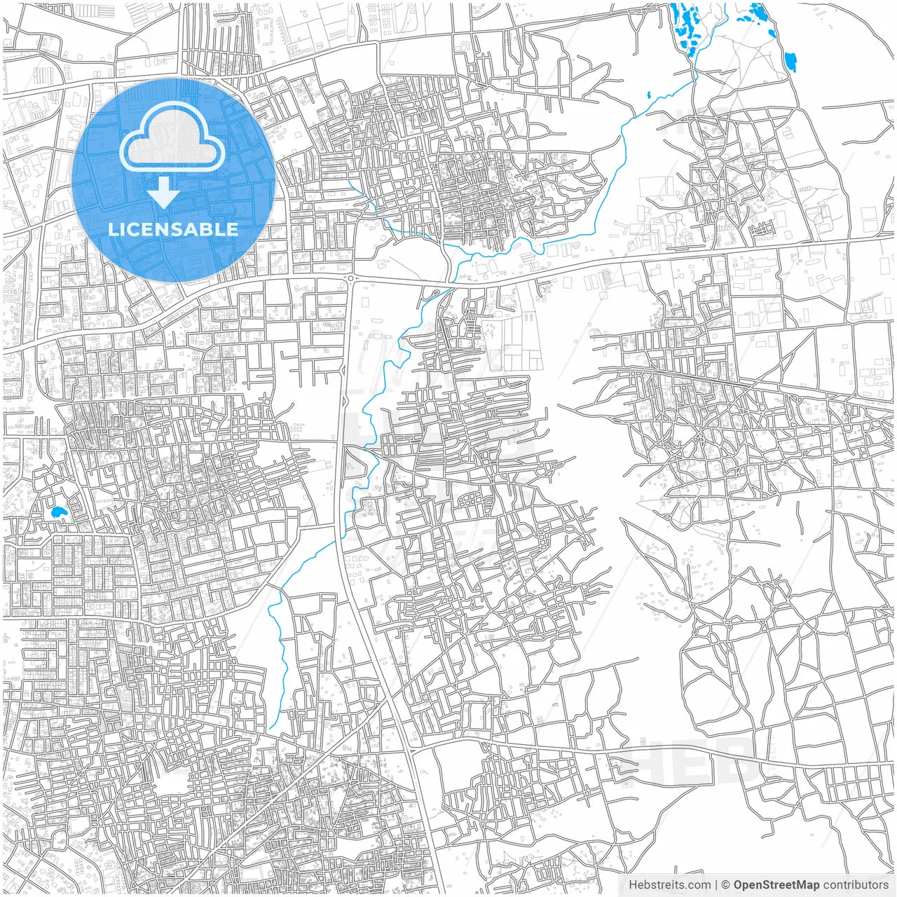 Kano, Nigeria, city map with high resolution roads.