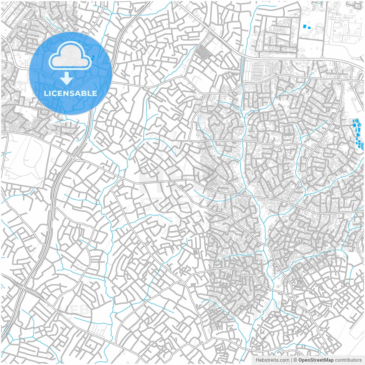 Ibadan, Nigeria, city map with high resolution roads.