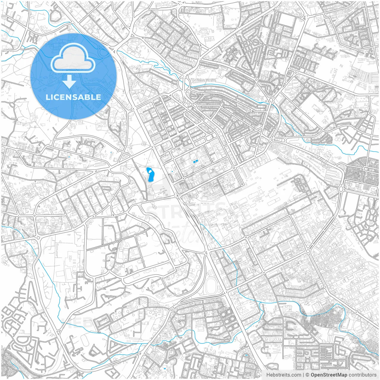 Nairobi, Kenya, city map with high resolution roads.