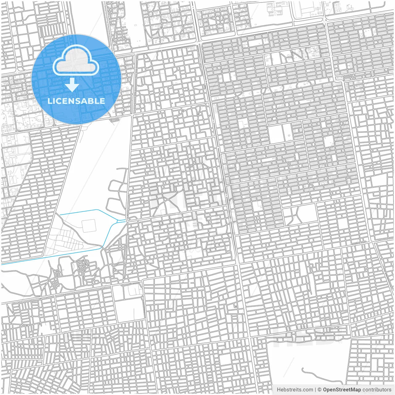 Khartoum, Sudan, city map with high resolution roads.
