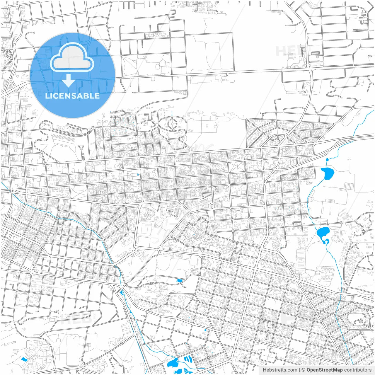 Pretoria, South Africa, city map with high resolution roads.