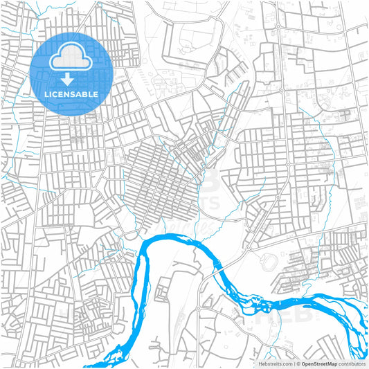 Kaduna, Nigeria, city map with high resolution roads.