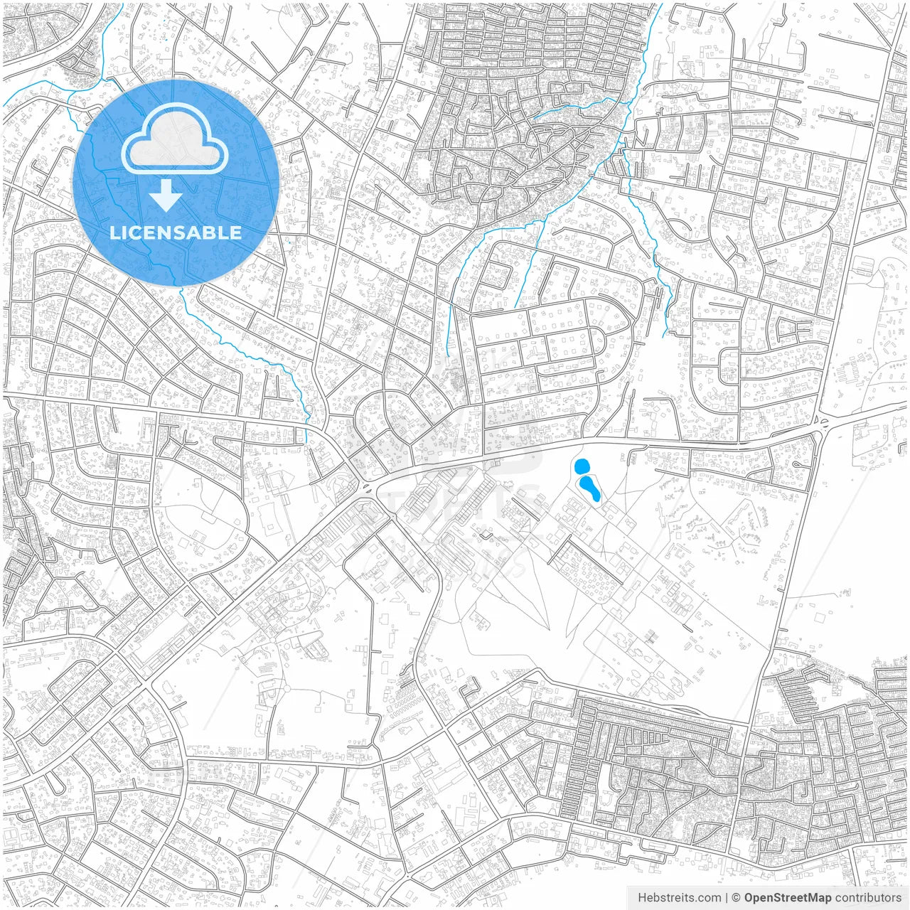 Lusaka, Zambia, city map with high resolution roads.