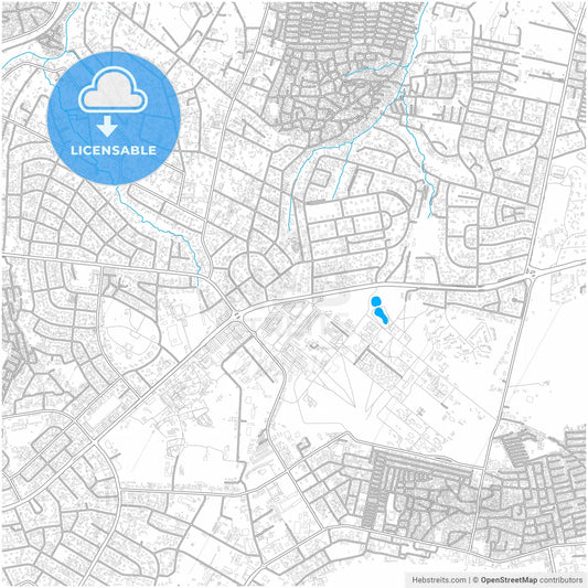 Lusaka, Zambia, city map with high resolution roads.