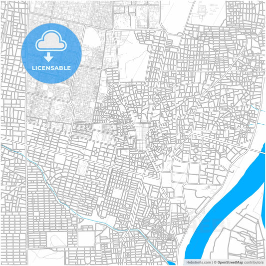 Omdurman, Sudan, city map with high resolution roads.