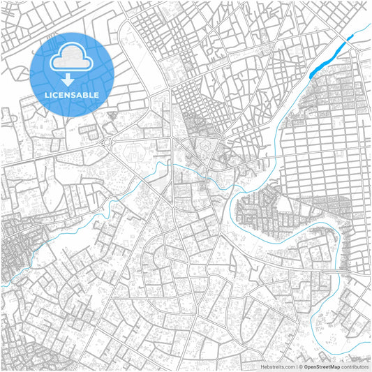 Maiduguri, Nigeria, city map with high resolution roads.