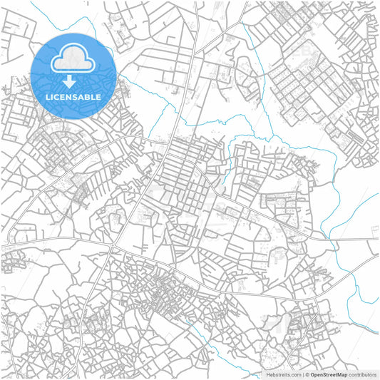 Zaria, Nigeria, city map with high resolution roads.
