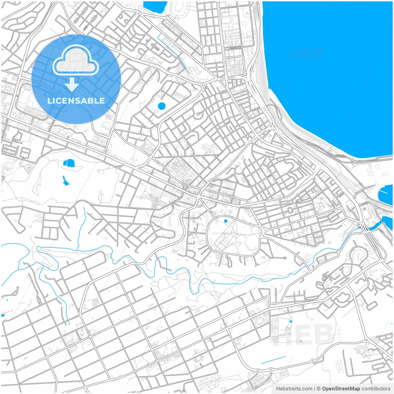 Port Elizabeth, South Africa, city map with high resolution roads.