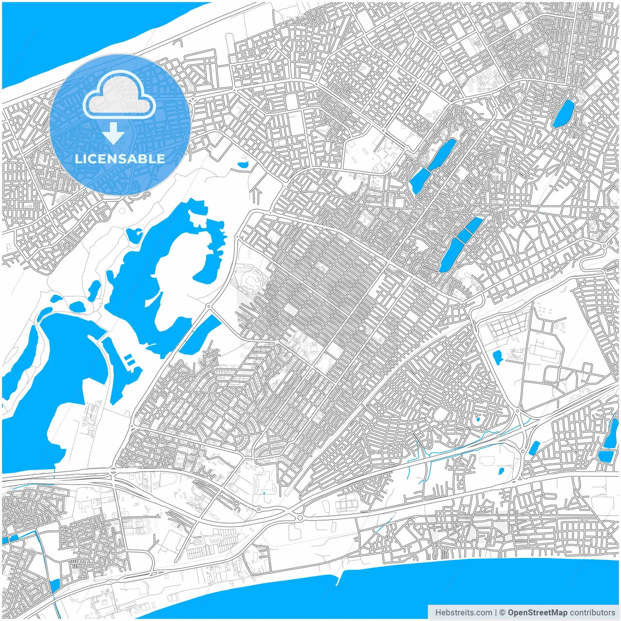 Pikine, Senegal, city map with high resolution roads.